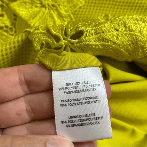 Badgley Mischka Chartreuse Yellow Lace Dress sz 4 - Picture 9 of 14